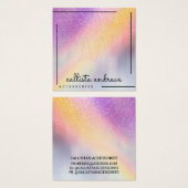Rainbow Holographic Glitter Ombre Ring Display Vierkante Visitekaartjes (Voorkant /achterkant)