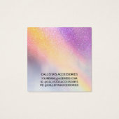 Rainbow Holographic Glitter Ombre Ring Display Vierkante Visitekaartjes (Achterkant)