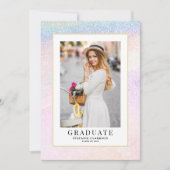 Rainbow Holographic Glitter Photo Afstuderen Aankondiging (Voorkant)