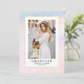 Rainbow Holographic Glitter Photo Afstuderen Aankondiging (Staand voorkant)