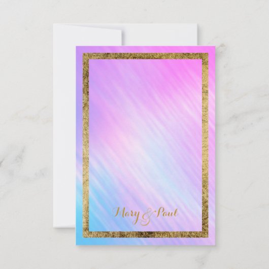 Rainbow Holographic Gold Confetti RSVP (Achterkant)