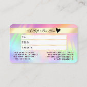 Rainbow Holographic Iridescent Unicorn Gift Kaart Visitekaartje (Achterkant)