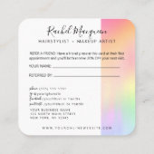 Rainbow Holographic Iridescent Unicorn Script Aanbevelingskaartje (Achterkant)
