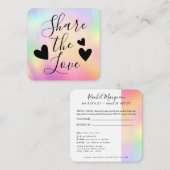 Rainbow Holographic Iridescent Unicorn Script Aanbevelingskaartje (Voorkant / Achterkant)