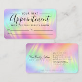 Rainbow Holographic Iridescent Unicorn Script Afsprakenkaartje (Voorkant / Achterkant)