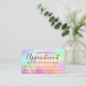Rainbow Holographic Iridescent Unicorn Script Afsprakenkaartje (Staand voorkant)