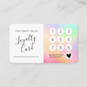 Rainbow Holographic Iridescent Unicorn Script Klantenkaartje (Voorkant)