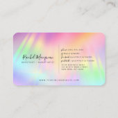 Rainbow Holographic Iridescent Unicorn Script Klantenkaartje (Achterkant)