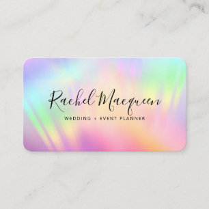Rainbow Holographic Iridescent Unicorn Script Visitekaartje