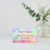 Rainbow Holographic Iridescent Unicorn-tegoed Visitekaartje (Staand voorkant)