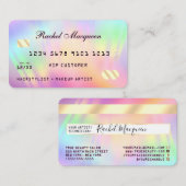 Rainbow Holographic Iridescent Unicorn-tegoed Visitekaartje (Voorkant / Achterkant)