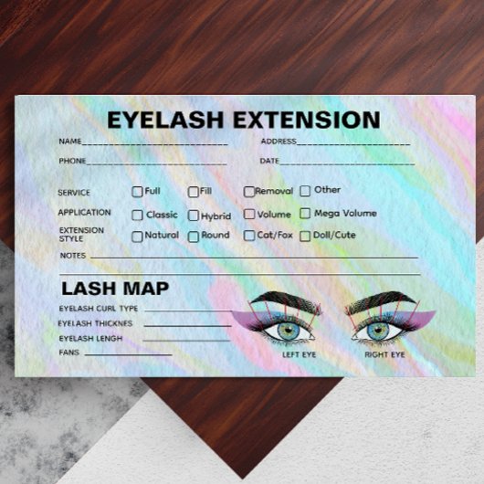 Rainbow Holographic Lash Record extensie Kaart