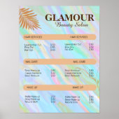 Rainbow Holographic Nail Tech prijslijst Poster (Voorkant)