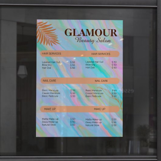 Rainbow Holographic Nail Tech prijslijst Poster