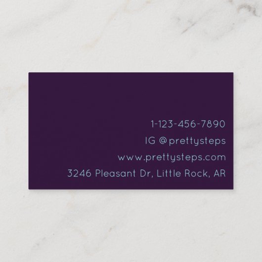 Rainbow Holographic Paarse Dance Studio Instructor Visitekaartje (Achterkant)