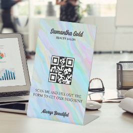 Rainbow Holographic QR Code Scan om verbinding te  Reclamebord Met Voetstuk