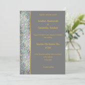 RAINBOW HOLOGRAPHIC SPOT GRAY GOLD WEDING KAART (Staand voorkant)