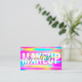 Rainbow Holographic Typography Make-up Artiest Visitekaartje (Staand voorkant)