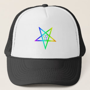 Rainbow Homoseksueel Vrouw Omgekeerd pentagram Trucker Pet