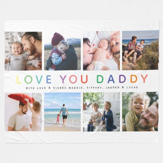 Rainbow 'HOOP VAN JE DADDY' Foto Collage Keepomwil Fleece Deken (Voorkant (Horizontaal))