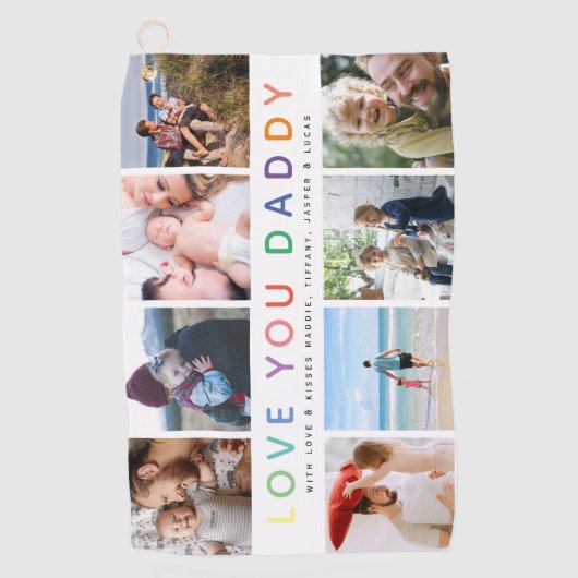 Rainbow 'HOOP VAN JE DADDY' Foto Collage Keepomwil Golfhanddoek (Voorkant)