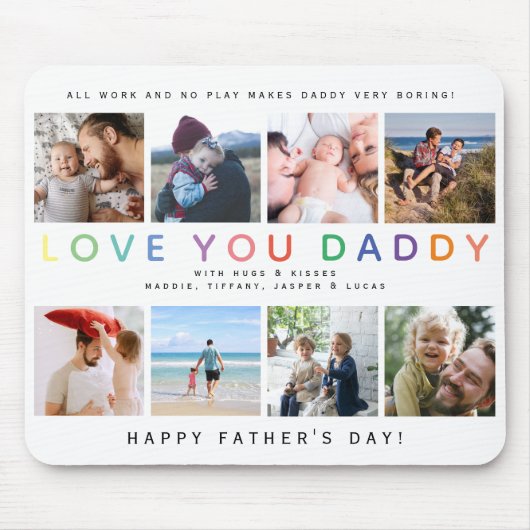 Rainbow 'HOOP VAN JE DADDY' Foto Collage Keepomwil Muismat (Voorkant)