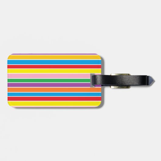 Rainbow Horizontal Stripes Monogram Bagagelabel (Achterkant horizontaal)