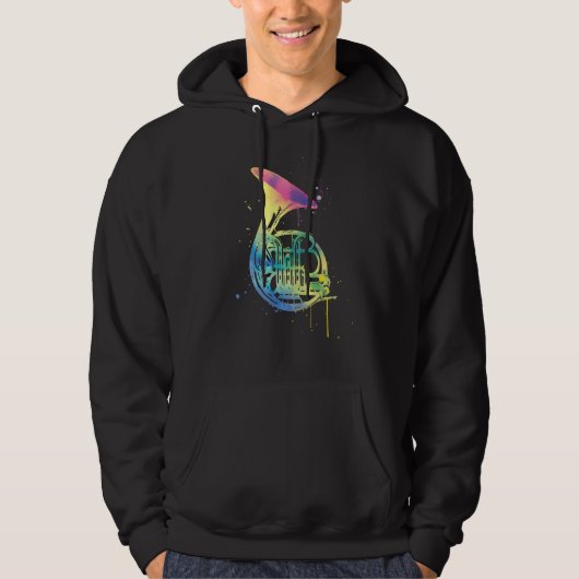Rainbow Horn-ontwerp voor Franse hornspelers Hoodie (Voorkant)