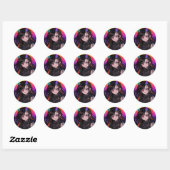 Rainbow Horned Gothic Punk Anime Meisje Ronde Sticker (Vel)