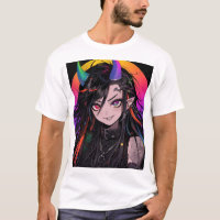 Rainbow Horned Gothic Punk Anime Meisje