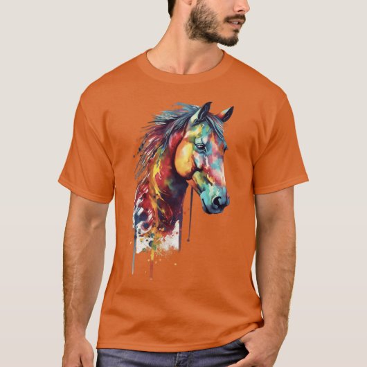Rainbow Horse Head Watercolor T-shirt (Voorkant)