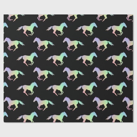 Rainbow Horse Silhouette Black Cadeaupapier (Vlak)