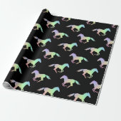 Rainbow Horse Silhouette Black Cadeaupapier (Uitgerold)