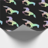 Rainbow Horse Silhouette Black Cadeaupapier (Hoek)