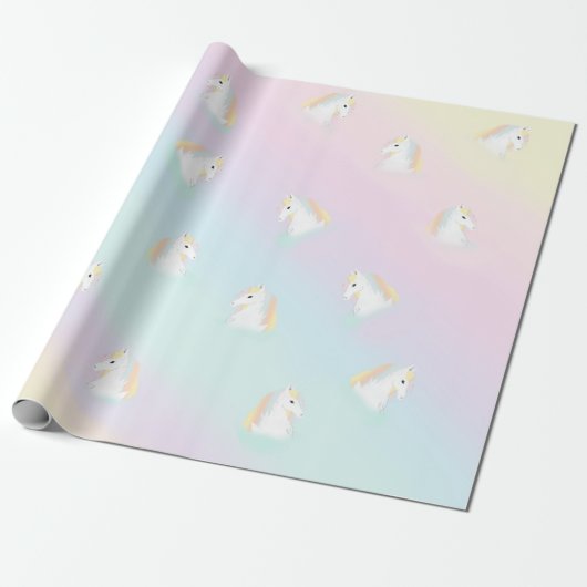 Rainbow Horse Unicorn Equestrian Girly Cadeaupapier (Uitgerold)
