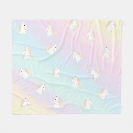 Rainbow Horse Unicorn Equestrian Girly Fleece Deken (Voorkant (Horizontaal))