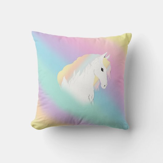 Rainbow Horse Unicorn Equestrian Girly Kussen (Voorkant)