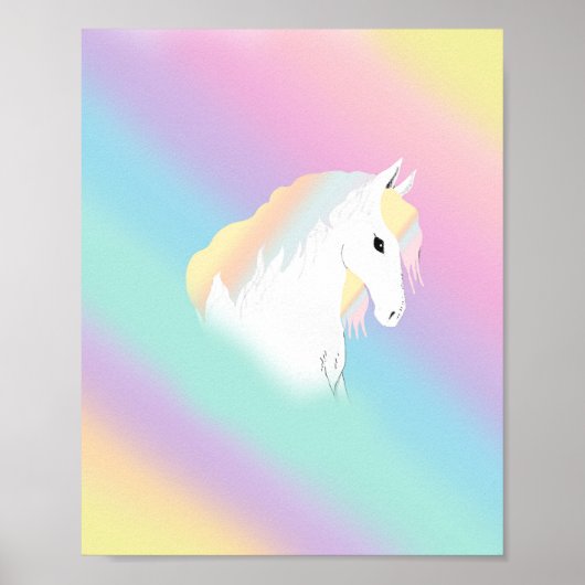 Rainbow Horse Unicorn Equestrian Girly Poster (Voorkant)