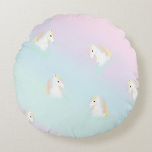 Rainbow Horse Unicorn Equestrian Girly Rond Kussen