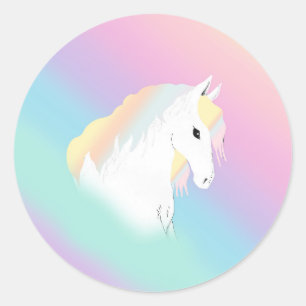 Rainbow Horse Unicorn Equestrian Girly Ronde Sticker