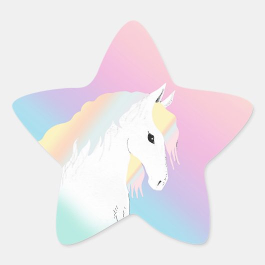 Rainbow Horse Unicorn Equestrian Girly Ster Sticker (Voorkant)