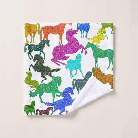 Rainbow Horses Bath Towel Set Bad Handdoek (Wasdoekje)