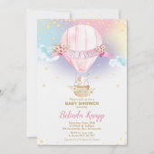 Rainbow Hot Air ballon Baby Girl Sholephant Kaart (Voorkant)