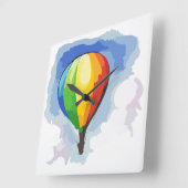 Rainbow Hot Air-ballon Vierkante Klok (Hoek)