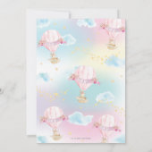 Rainbow Hot Air Balloon Baby shower Bunny Girl Kaart (Achterkant)