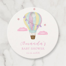 Rainbow Hot Air Balloon Cloud Star Baby shower Bedankjes Labels