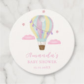 Rainbow Hot Air Balloon Cloud Star Baby shower Bedankjes Labels (Voorkant)