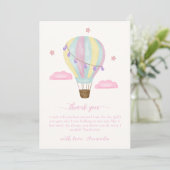 Rainbow Hot Air Balloon Cloud Star Baby shower Bedankkaart (Staand voorkant)
