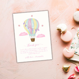 Rainbow Hot Air Balloon Cloud Star Baby shower Bedankkaart