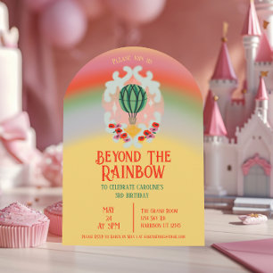 Rainbow Hot Air Balloon Kids Verjaardag Kaart